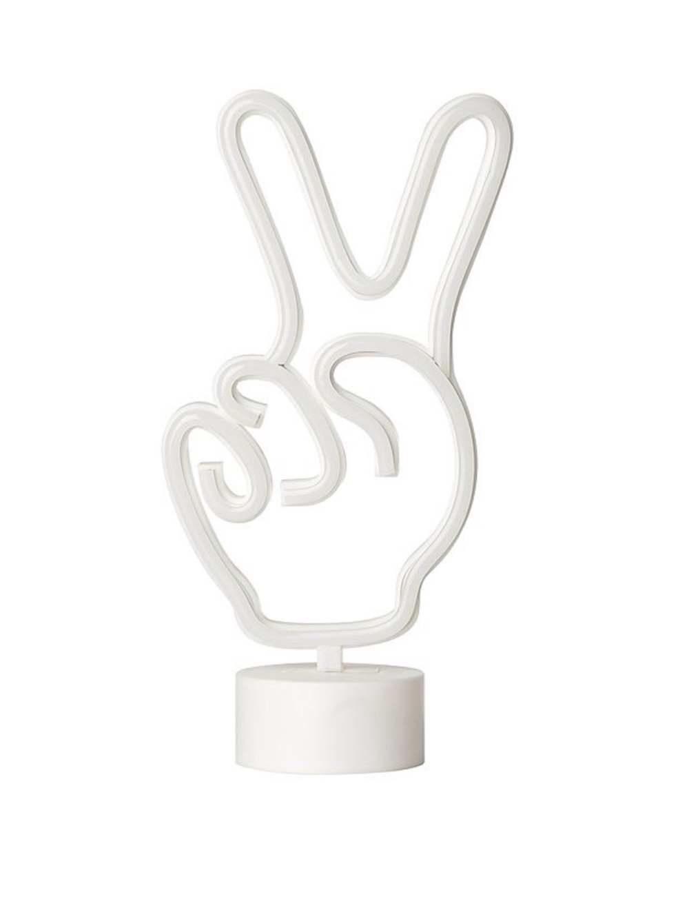 Glow Bright Idea Nuova Peace Neon LED Lamp Table Decor Peace Sign White